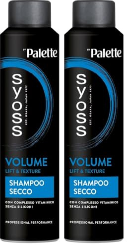Syoss Palette Shampoo Secco Volume Lift & Texture 200 ml, Shampoo a secco con complesso vitaminico che dona volume in un istante, Dry shampoo volumizzante capelli senza siliconi e con formula vegana