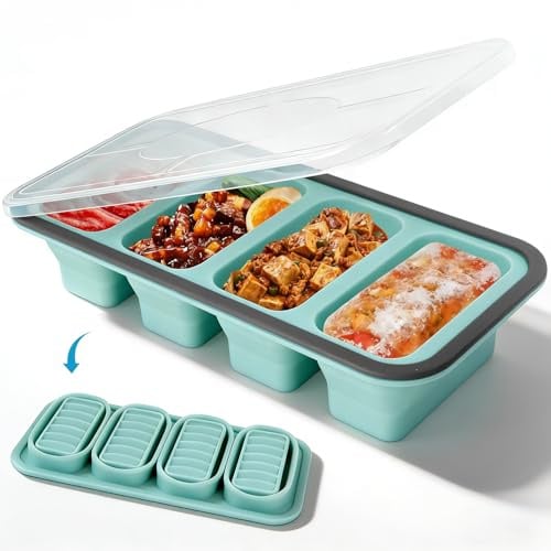 Niuny Gefrierbehälter Suppen Einfrieren Behälter Große Eiswürfelform 1Stk Silikon Eiswürfelform Mit Deckel Gefrierdosen 1000ml Eiswürfelbehälter Silikon Gefrierform für Suppe Brühe Sauce Eiswürfel