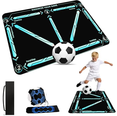 Ainiv Fussball Matte, Fußballmatte Trainingsmatte Fußball | Rutschfest Silent Stoßdämpfende Fussballmatte Training mit Fussballtrainer, Trainingsmatte für Ballkontrolle Schritt-übungen