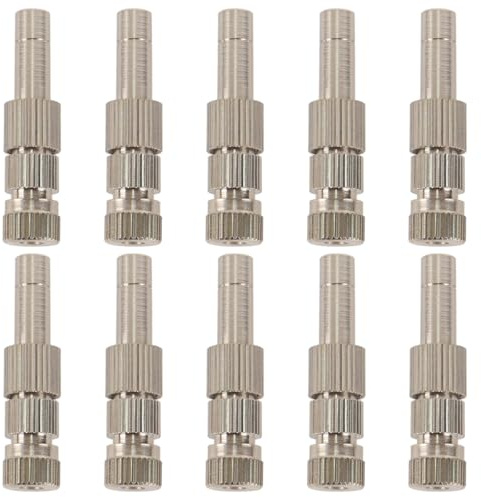 Huba 10 ugelli nebulizzatori a bassa pressione, 0,15 mm, in ottone con filtro per irrigazione giardino, sistema di raffreddamento con attacco da 6 mm