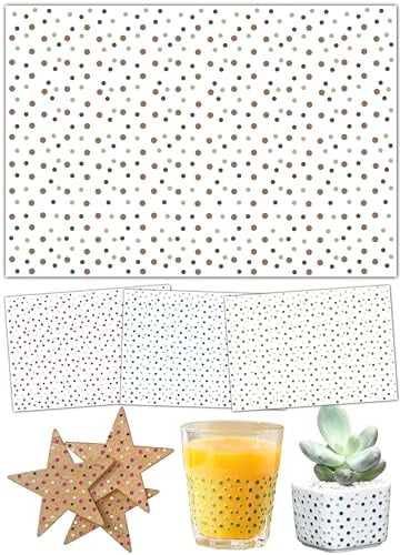 Rub On Sticker Punkte Motiv Transferfolie Fliesen Stil Set | Bunte Punkte Aufkleber ohne Kleberückstand für Glas, Holz, Metall, Keramik, Kunststoff & Gips