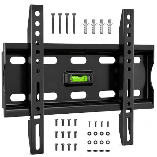 Fixed TV Wall Bracket for 14-42 inch Screens, Monitor TV Wall Mount Ultra-Slim Low Profile Fixed TV Bracket, 25kg Capacity Small Television Mounting Bracket Flat to Wall TV Bracket MAX VESA 200x200mm