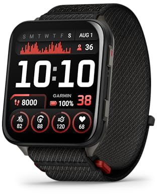 Garmin [Ricondizionato] Venu X1, GPS Smartwatch, Ampio Display AMOLED 2, Torcia LED, Cassa Ultra Sottile da 8 mm, 100 App Sportive Precaricate, Cinturino in Nylon ComfortFit, Moss, Ricondizionato