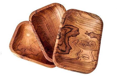 Windalf Viereckige Holzschale FILI 20 cm Obstschale Dekotablett Vorspeisenteller Brotschale Handarbeit Wurzelholz