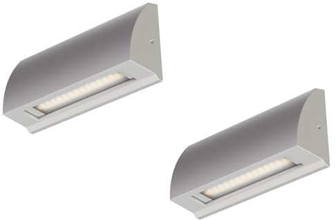 ledscom.de 2 Stück LED Wandleuchte/Treppenlicht SEGIN für außen, IP54, flach, Downlight, grau matt, eckig, 3,8 W, 265lm, warmweiß
