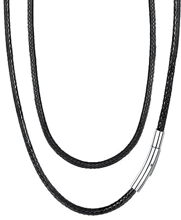 FaithHeart 70cm Lederkette Herren Männer Halskette Kunstleder Halskette Lederschmuck Kette für Anhänger