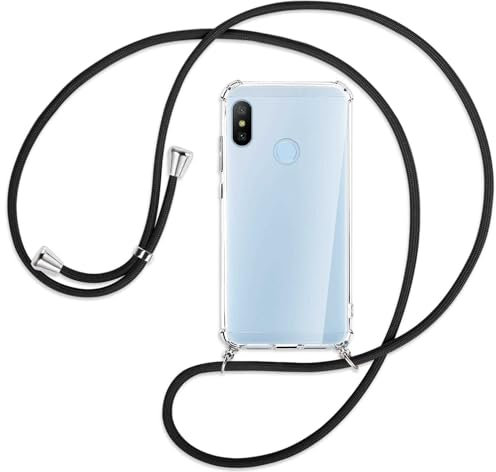 mtb more energy® Collar Smartphone para Xiaomi Mi A2 Lite/Redmi 6 Pro (5.84'') - Negro - Funda Protectora ponible - Carcasa Anti Shock con Cuerda