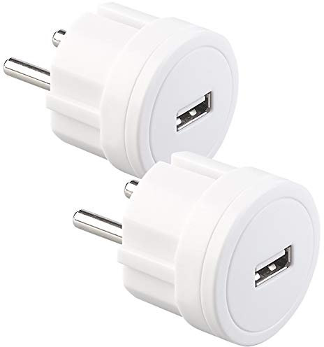 revolt 2 adaptateurs Secteur USB Ultra-compacts, 2,1 A / 10,5 W/Ø 39 mm