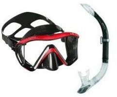 Mares i3 Tauchermaske Einglas mit Mares Sailor Schnorchelset (schwarz-rot)