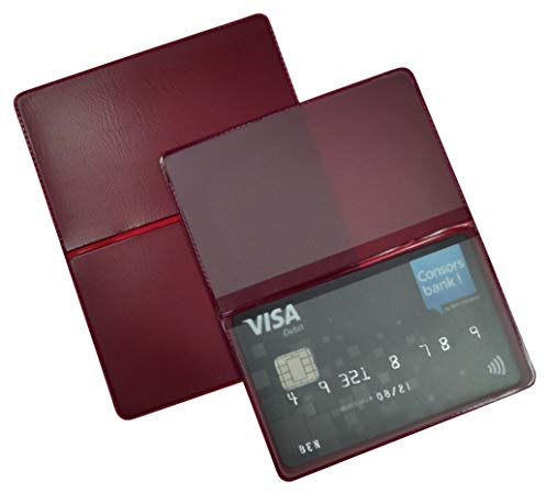 orgaexpert EC Kartenhülle Mappe für 2 Karten Ausweisetui Visitenkartenetui Mäppchen Schutzhülle Bus-Bahnticket Fahrkarte Impfkarte (Bordeaux)