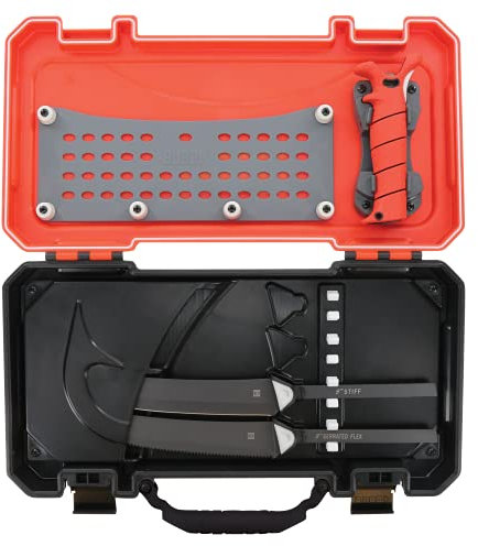 BUBBA Salzwasser Multi-Flex Austauschbare Klingen-Set, mit rutschfestem Griff, 2 Ti-Nitrid S.S. beschichtete antihaftbeschichtete Klingen und Tasche zum Angeln