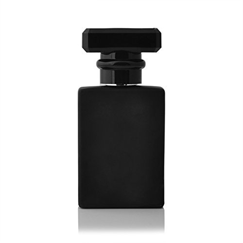 Enslz Flacon de parfum vide en verre noir rechargeable avec étui en aluminium Noir 30 ml