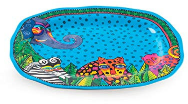 Egan Vassoio Collezione Laurel Burch Jungle Song. Oggetto Realizzato in melamina di Colore Azzurro e Multicolore. Dimensione: 2,4X24,9X30,8 cm. La referenza è MLB62JO/4AZ