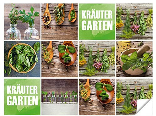 GRAZDesign Fliesenaufkleber Küche Kräuter Garten, Klebefliesen Wandfliese selbstklebend - Kräutergarten