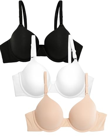 Fruit of the Loom Reggiseno da Donna, Opaco, Confezione da 2, tonalità Nero/Sabbia/Bianco, 4B