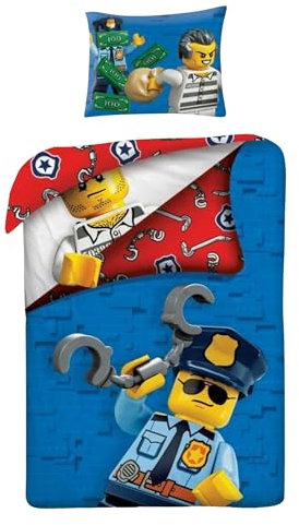 Halantex Baumwolle Bettwäsche 140x200 cm + 70x90 cm Lego City Polizei Dieb