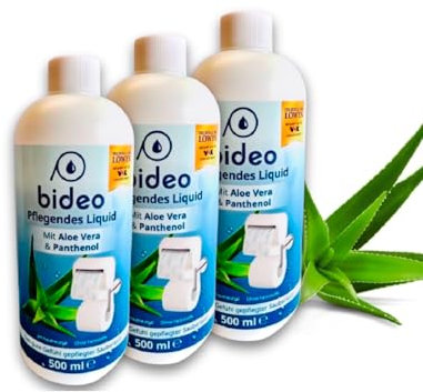 bideo® Haut- und Intimpflege Aloe Vera 500 ml im 3er Set, für bideo Toilettenpapierhalter inkl. Befeuchter | Erfrischend, pflegend und frisch | Ohne Farbstoffe - pH-hautneutral