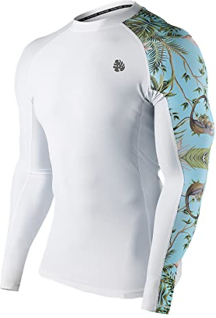 HUGE SPORTS Men's Rash Vest Long Sleeve Rash Guard UPF 50+Sleeve | UV Protection 4-Way Stretch Quick Dry Breathable Compression Fit Chlorine-Resistant