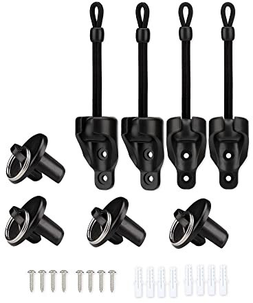 IVYSUN Sonnenschutz-Ersatzteile, Schatten-Spanngurte und Endkappe mit Ring-Set, verstärkte Endkappe, Wetterbeständigkeit, kompatibel mit Coolaroo Außenrollo, Außenrollos (Schwarz, 2er-Set)