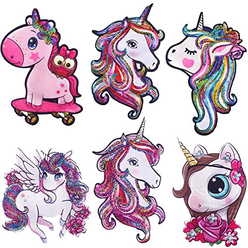 Bügelbilder Bügelflicken Kinder Flicken zum Aufbügeln Aufnäher Patches Kinder für Textilien Bügelaufkleber Aufbügel Aufbügelbilder Hosenflicken Bügelpatch Mädchen Einhorn Aufbügelflicken
