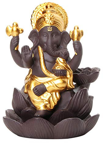 Artibetter Brûle Bouddha Ganesha Refoulement Br?Leur D' Or en Céramique Cascade Porte- Br?Leur D' Encensoir à La Main Porte- C?ne D' Fontaine Aromathérapie