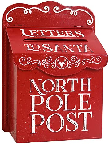All Chic Weihnachtsbriefkasten XA0300 - Rot - Wandmontage - Metall - Modern - Weihnachtspostkasten