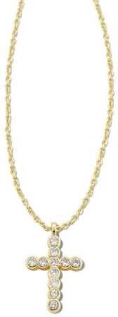 Kendra Scott Cross Crystal Pendant Necklace, 14k Gold Plated Brass, Crystal, Fashion Jewelry for Women