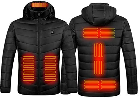 YEBIRAL Beheizte Jacke Herren Damen, Elektrische USB Heizjacke mit 9 Heizzone, 3 Einstellbar Temperatur Pufferjacke Winter Beheizbare Jacke für Outdoor Wandern Jagd Camping Skifahren