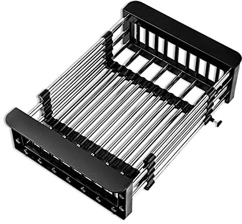 HERCHR Abtropfgestell Spüle, Abtropfgitter, Edelstahl Iöffelablage, Einziehbares Geschirrabflussregal Aus Edelstahl, Spülbecken Sieb, Dish Drainer, Abtropfmatte Geschirr, Teleskopabflusskorb