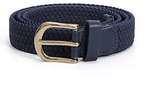 LEACOOLKEY Geflochtene elastische Gürtel für Frauen Männer Canvas Stretch gewebt Golf Gürtel mit Goldschnalle