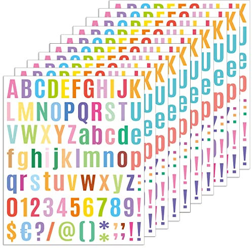 10 Bögen Buchstaben-Sticker Alphabet-Sticker, Alphabet-Zahlen-Sticker Bunte Buchstaben- und Zahlen-Sticker Selbstklebende Buchstaben-Sticker für Kinder, Deko-Kunst, DIY-Handwerk & mehr