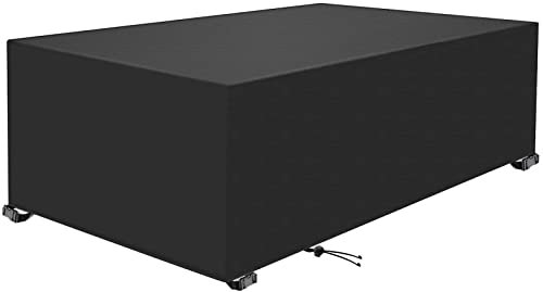 Outdoor Garden Furniture Covers, 240x180x75cm/LxWxH Black Tear Resistant Oxford Fabric Furniture Cover Waterproof, Large Rattan Patio Set Cover, Garden Table Cover, Windproof, Anti-UV, Rectangular