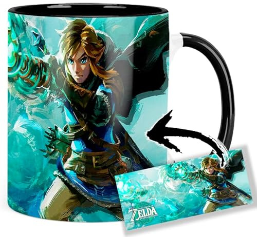 The Legend 000 Of Zelda Tears Of The Kingdom C Taza Interior y Asa Negra Ceramica Mug