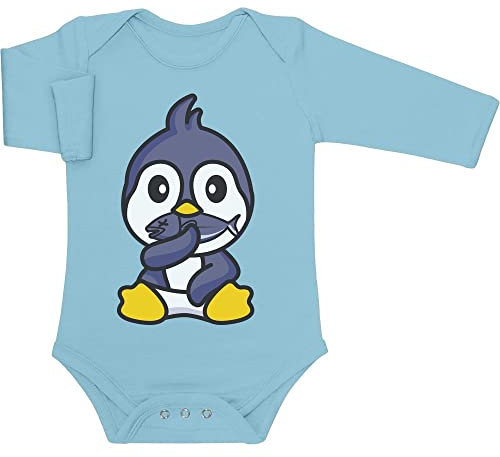Shirtgeil Langarm Baby Body Pinguin Baby Kleidung Neugeborene Jungen Baby Langarm Body 18M Hellblau