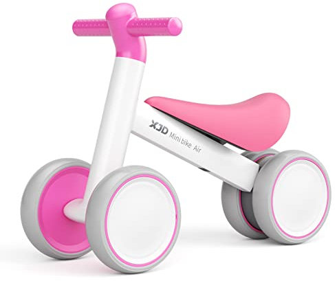 XJD Kinder Laufrad ab 1 Jahr, Kinderspielzeug für 10-24 Monate Baby, Lauflernrad Balance Bike mit 4 Rädern für 1 Jahre Jungen Mädchen, Erstes Fahrrad Baby Spielzeug als Geburtstag Geschenk (Rosa)