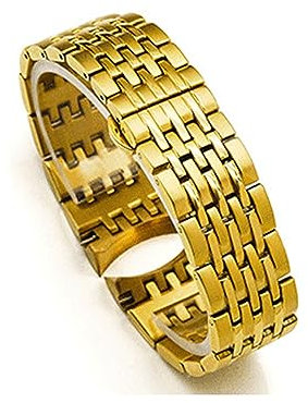 DHAEY Edelstahl Uhrenarmband, Edelstahl-Armband for Armband mit gebogenem Ende, Uhrenkette, 22 mm (Color : Gold, Size : 22mm)