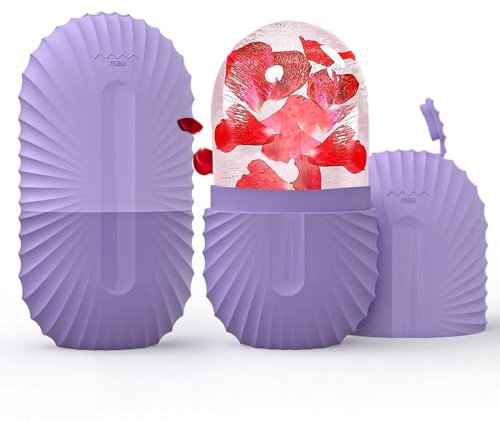 Ice Roller, Ice Roller for Face and Eyes, Ice Face Roller and Gua Sha Massager Set, Silicone Ice Cube Roller for Face to Relieve Puffiness, Face Ice Mold Ice Holder for Face, Face Ice Roller