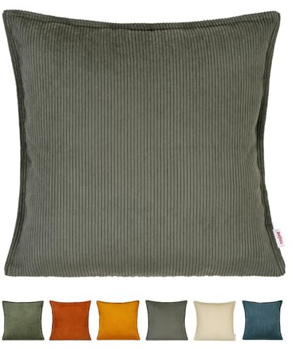 beties - HYggelig No.1 - Trendige Cord-Samt Kissenhülle ca. 50x50 cm; Kissenbezug mit aufwendiger Jeans-Doppelnaht in Raumausstatter Qualität