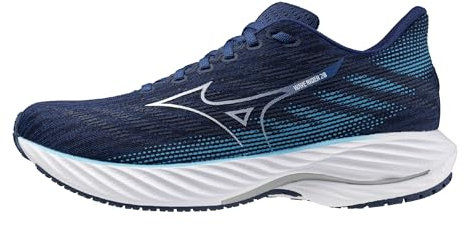 Mizuno Mens Wave Rider 28 Running Shoe, Estate Blue-White, 11.5 UK