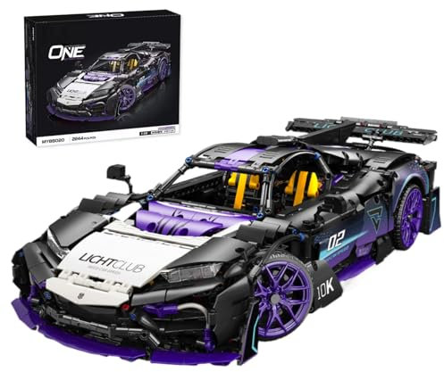 Lukie Technik Auto Modellbausatz, 2244 Teile Klemmbausteine Auto Set, Maßstab 1:10, Kompatibel mit Technik Mercedes AMG One