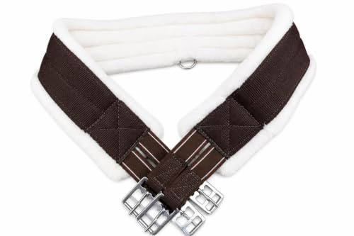 Equipride Sottopancia SUPER MORBIDO in pelliccia sintetica di visone/teddy, con entrambi i lati elasticizzati (120 cm, Marrone/Bianco)