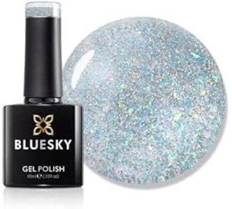 Bluesky Gel Nail Polish 10ml, In Silver Accents - XMASS2201, Silver Glitter Gel Nail Polish for 21 Day Manicure, Professional, Salon & Home Use, Requires Curing Under LED UV Nail Lamp