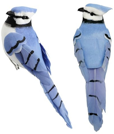 Artificial Birds 5.5-Inch Realistic Blue Jay Feathered Bird Ornaments for Christmas Tree Wreath Crafts Seasonal Display Birdhouses Home Party Decor (6pcs Clip)