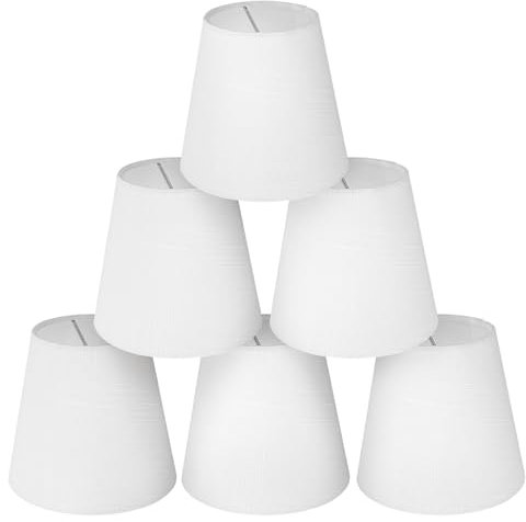 Cocoarm Modernes, Minimalistisches Lampenschirm-Set, 6-teilig, Weißer Stoff, Kandelaber, Tisch, Kronleuchter, Wand für E14-Glühbirnen, Anwendbar Im Schlafzimmer, Flur