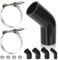 Swpeet 7Pcs 2.5 Inch - 63mm 45 Degree Elbow 4-Ply Reinforced Silicone Hose with 72-80mm T Bolt Hose Clamp and 6mm Hex Nut Kit, Automotive Pure Silicone Hose for Turbo Intake Intercooler
