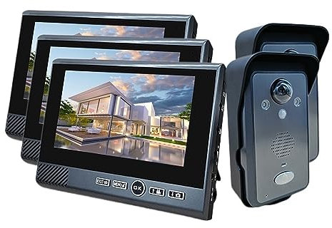 MZZYG Visual Doorbell 7 Inch Wireless Video Intercom In Private House Punch-Free Interphone Doorbell Video Entry Phone Intercoms For The Apartment For Home Security(Size:818-2D-3S)