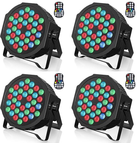 U`King 4PCS Wiederaufladbar LED Par Strahler, RGB 36 LED Bühnenlicht mit Fernbedienung und Timing für Hochzeit DJ Disco Events Indoor Outdoor Tanzparty Kirche Live