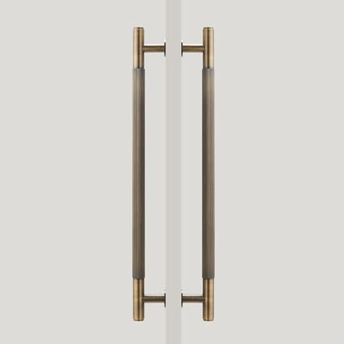 Maniglia moderna in ottone per porte in vetro stile fienile per interni ed esterni commerciali, maniglia lunga per ingresso (dimensioni: 45 x 38,5 cm)