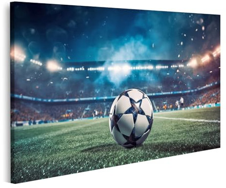 islandburner Bild auf Leinwand Fußballfeld Rasen Stadion leuchtende Scheinwerfer Meisterschaft Bilder Wandbilder Poster