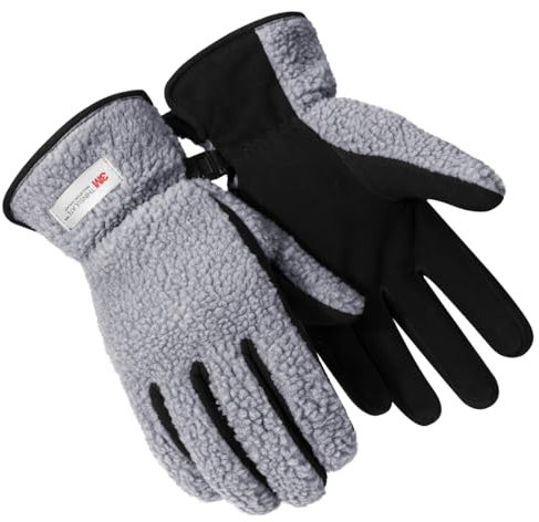 Harssidanzar Winterhandschuhe Für Herren Wildleder Outdoor Thermal Thinsulate Gefüttert SM041EU,Grau/Schwarz,Größe XXL